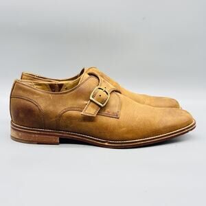 J Shoes Mens 9 Brown Leather Templar Monk Strap Loafers Dress Slip On Classic